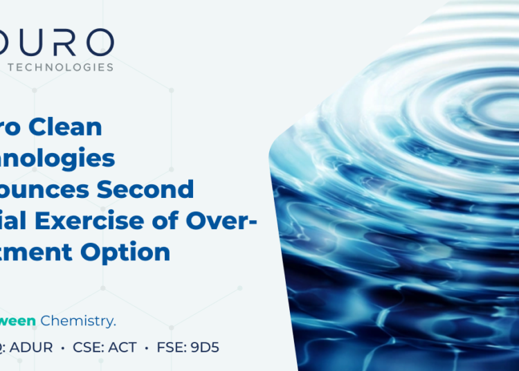 Aduro Clean Technologies Announces Second Partial Exercise of Over-Allotment Option