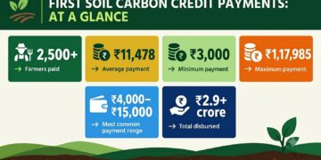 India Begins Soil-Carbon Payments to Farmers, Opening a New Revenue Opportunity for Sustainable Agriculture  **NEW DELHI:** India has begun making payments to farmers linked to verified soil-carbon credits, marking a significant development in the country’s efforts to connect sustainable farming practices with emerging carbon markets.  More than **2,500 farmers across Punjab and Haryana** are receiving payments associated with measured improvements in soil carbon, according to reports on the initiative. The development offers a new potential source of income for farmers while encouraging agricultural practices aimed at improving soil health and reducing greenhouse-gas emissions.  The initiative comes as agriculture faces growing pressure to increase productivity while protecting natural resources. Continuous cultivation, excessive tillage, inefficient fertiliser use and declining soil organic matter can affect soil quality over time. Carbon-focused farming practices seek to address some of these challenges by increasing the amount of carbon stored in agricultural soils.  ## What Are Soil-Carbon Credits?  Soil-carbon credits are linked to the amount of carbon that agricultural practices can help remove from the atmosphere or retain in soil.  Farmers can potentially generate credits by adopting practices that increase soil organic carbon or reduce emissions. Depending on the methodology used, these practices can include **reduced or zero tillage, improved residue management, cover crops, crop diversification, efficient fertiliser use and other regenerative farming techniques**.  Credits are generally based on measured or verified changes rather than simply on whether a farmer has adopted a particular practice.  This distinction is important because carbon markets require evidence that claimed emissions reductions or carbon storage have actually occurred.  ## Creating an Additional Income Stream  For farmers, the most significant feature of carbon farming is the possibility of receiving income beyond conventional crop sales.  Agricultural revenue can fluctuate considerably because of weather, input prices, crop prices and market conditions. Payments associated with verified environmental outcomes could potentially provide farmers with an additional source of income.  The emerging model links a farmer’s land-management decisions with demand from organisations seeking to account for or compensate for greenhouse-gas emissions.  If carbon markets continue to develop, farmers who adopt suitable practices could potentially earn additional payments while also improving the long-term condition of their soil.  ## Why Soil Health Matters  Soil is one of agriculture’s most important natural resources.  Healthy soils contain organic matter that supports soil structure, water retention and biological activity. Increasing soil organic carbon can contribute to improved soil quality, although the effects depend on local conditions, crop systems and management practices.  Improved soil structure can potentially help fields retain water and withstand periods of moisture stress.  For Indian agriculture, this is particularly relevant as farmers in many regions face increasing pressure from irregular rainfall and water availability.  Better soil management can therefore have benefits that extend beyond carbon accounting.  ## Farmers and Regenerative Agriculture  The growth of soil-carbon programmes is also encouraging greater interest in **regenerative and climate-smart agriculture**.  These approaches generally focus on improving soil health while maintaining or increasing agricultural productivity.  Practices such as reduced tillage can limit soil disturbance. Keeping crop residues in fields can return organic material to the soil. Cover crops can protect soil between production cycles, while crop diversification can support soil biological activity.  However, no single practice is suitable for every farm.  Farmers need to consider local soil characteristics, water availability, crop requirements, machinery, labour and economics before changing their production systems.  ## Measuring Carbon Is a Critical Step  One of the biggest challenges in soil-carbon markets is determining how much carbon has actually been stored.  Unlike a manufactured product, soil carbon can change over time because of weather, cultivation and biological processes.  Carbon-credit programmes therefore need systems for **measurement, reporting and verification**.  Soil samples, field records, remote sensing, modelling and other monitoring methods can be combined to estimate changes in soil carbon.  Reliable verification is essential because buyers of carbon credits need confidence that the environmental benefit represented by a credit is real.  For farmers, accurate measurement is equally important because payments depend on the amount of verified carbon benefits attributed to their land.  ## The Importance of Long-Term Monitoring  Soil-carbon storage is not necessarily permanent.  Carbon levels can decline if land-management practices are reversed. For example, a farmer who moves toward reduced tillage and improved residue management may increase soil carbon over time, but changes in future farming practices could affect those gains.  This means carbon programmes need long-term monitoring rather than relying only on a one-time measurement.  Clear rules around monitoring, verification and the duration of carbon storage will be important as India’s agricultural carbon market develops.  ## Punjab and Haryana at the Centre of the Initiative  Punjab and Haryana have particular significance in India’s agricultural landscape.  The two states are major contributors to the country’s food production, particularly through intensive cereal-based farming systems.  At the same time, intensive agriculture has created concerns around soil health, water use and crop-residue management.  This makes the region an important testing ground for approaches that attempt to combine farm productivity with environmental improvements.  If carbon-linked payments prove economically viable, they could provide farmers with an additional incentive to experiment with improved soil-management practices.  ## Carbon Markets and Indian Agriculture  The emergence of agricultural carbon credits reflects the broader development of India’s carbon-market ecosystem.  Carbon markets are designed to create an economic value for emissions reductions or carbon removal. Companies and other organisations may purchase credits depending on regulatory requirements, voluntary commitments or other market mechanisms.  Agriculture represents a potentially large area of opportunity because soils, vegetation and agricultural practices interact directly with the carbon cycle.  However, agricultural carbon markets are still developing, and their long-term impact will depend on the quality of crediting methodologies, market demand and the costs associated with monitoring and verification.  ## Technology Could Lower the Cost of Participation  Digital technologies could play an increasingly important role in expanding soil-carbon programmes.  Satellite imagery can help monitor agricultural land, while digital farm records can provide information about crop rotations and field practices. Soil sensors and improved sampling techniques can provide additional data.  Artificial intelligence and machine-learning models may also help analyse large quantities of agricultural and environmental information.  The use of technology could eventually reduce the cost of measuring and verifying carbon outcomes, making smaller farms more practical participants in carbon markets.  ## Making Carbon Farming Accessible to Small Farmers  India’s agricultural landscape is dominated by small and marginal farmers, which means that accessibility will be critical.  If carbon-credit programmes involve expensive testing, complicated contracts or high administrative costs, smaller farmers may struggle to participate.  Programmes that aggregate farmers across multiple villages or regions could potentially reduce these costs.  Farmer-producer organisations, cooperatives and other agricultural institutions could also play a role by helping farmers understand carbon programmes, coordinate participation and access technical assistance.